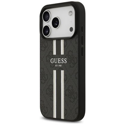 Custodia MagSafe per Apple iPhone 17 Pro, Guess, 4G Printed Stripes, Nera