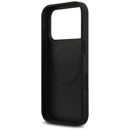 Custodia MagSafe per Apple iPhone 17 Pro, Guess, 4G Printed Stripes, Nera