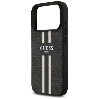 Custodia MagSafe per Apple iPhone 17 Pro, Guess, 4G Printed Stripes, Nera