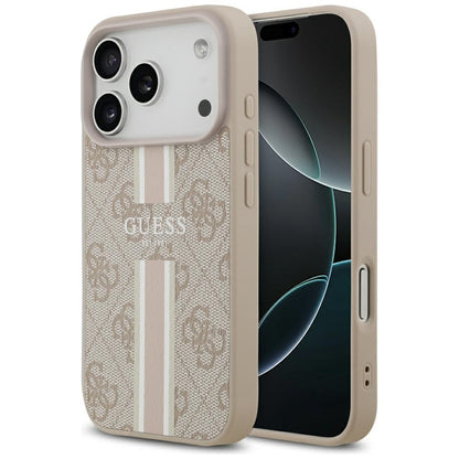 Custodia MagSafe per Apple iPhone 17 Pro, Guess, 4G Printed Stripes, Rosa