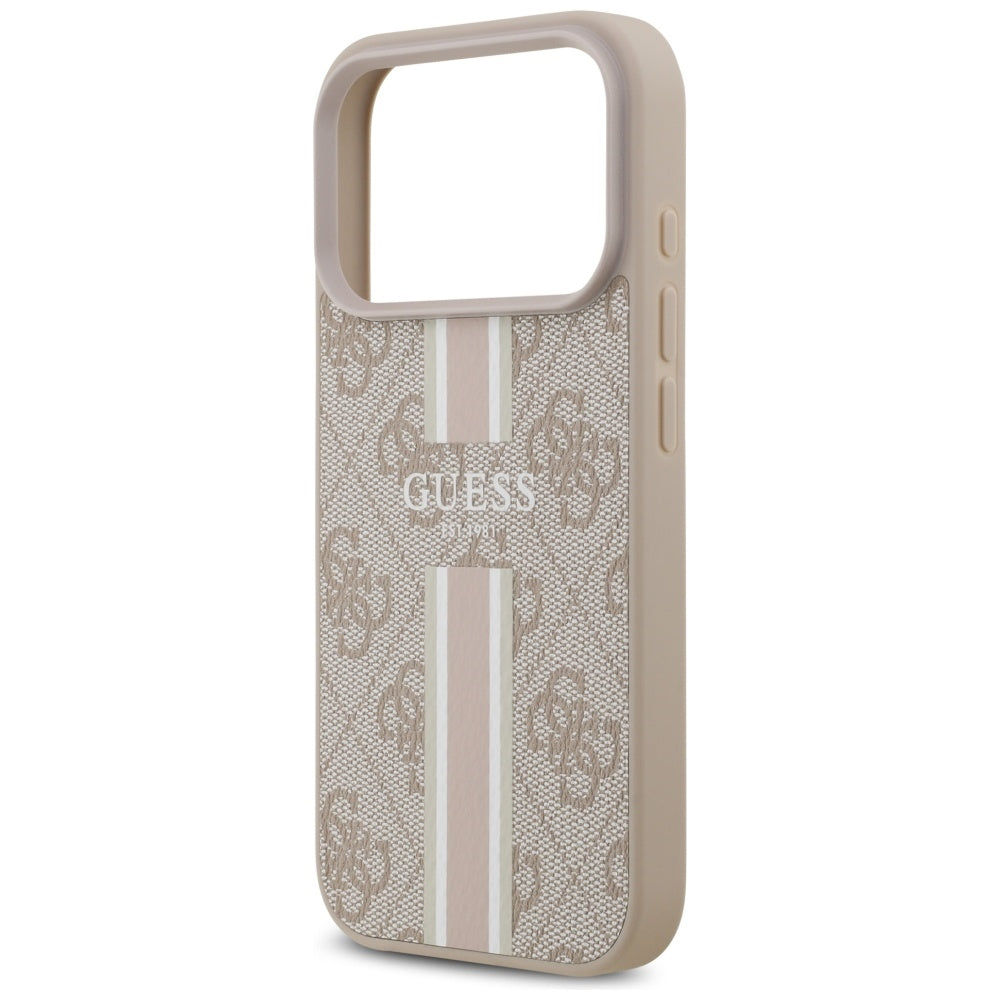 Custodia MagSafe per Apple iPhone 17 Pro, Guess, 4G Printed Stripes, Rosa