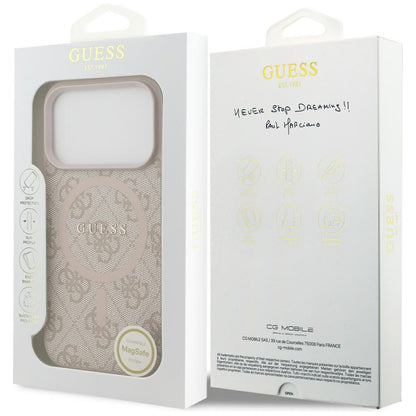 Custodia MagSafe per Apple iPhone 17 Pro, Guess, 4G Ring Classic Logo, Rosa