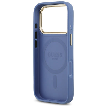 Custodia MagSafe per Apple iPhone 17 Pro, Guess, Logo Strass 4G, Blu