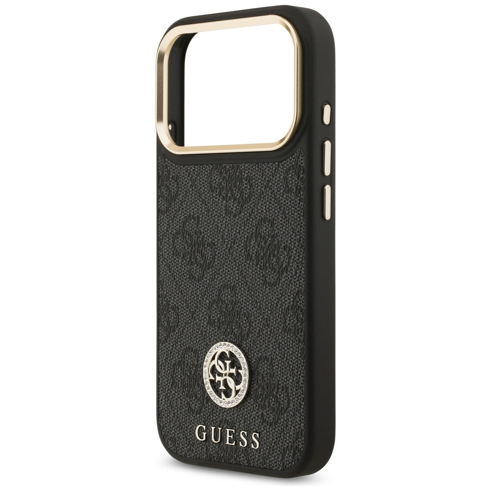 Custodia MagSafe per Apple iPhone 17 Pro, Guess, Logo Strass 4G, Nera
