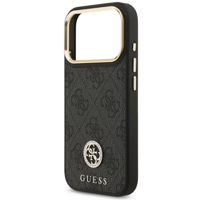 Custodia MagSafe per Apple iPhone 17 Pro, Guess, Logo Strass 4G, Nera