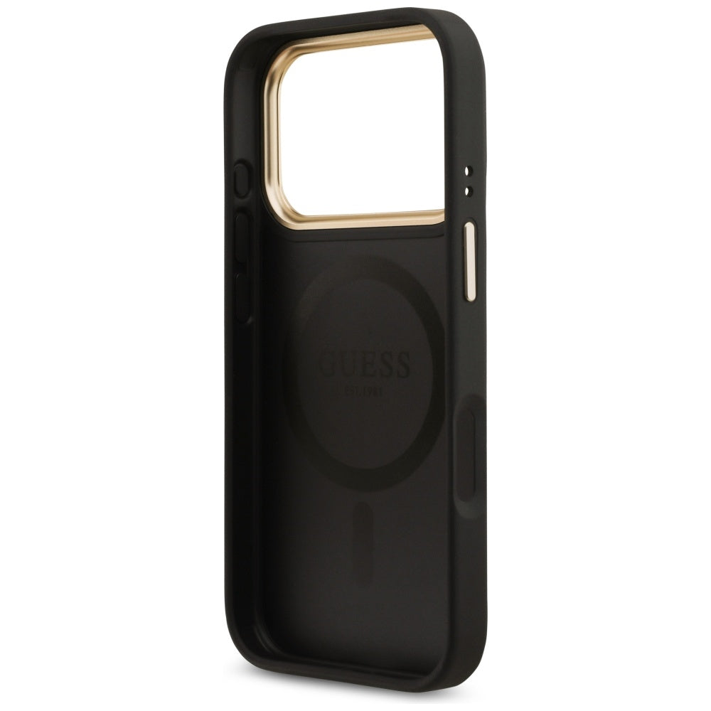 Custodia MagSafe per Apple iPhone 17 Pro, Guess, Logo Strass 4G, Nera