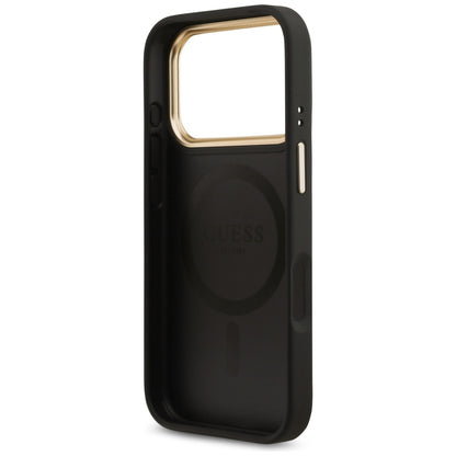 Custodia MagSafe per Apple iPhone 17 Pro, Guess, Logo Strass 4G, Nera