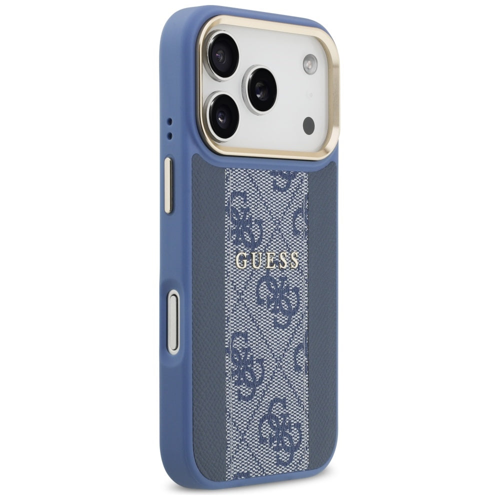 Custodia MagSafe per Apple iPhone 17 Pro, Guess, 4G Stripe, Blu