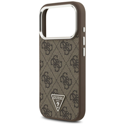 Custodia MagSafe per Apple iPhone 17 Pro, Guess, Logo Triangolo 4G, Marrone Argentato
