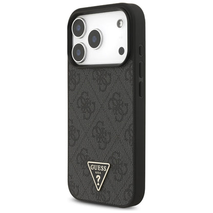 Custodia MagSafe per Apple iPhone 17 Pro, Guess, 4G Triangle Logo con Cinturino, Nera