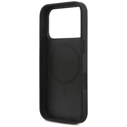 Custodia MagSafe per Apple iPhone 17 Pro, Guess, 4G Triangle Logo con Cinturino, Nera