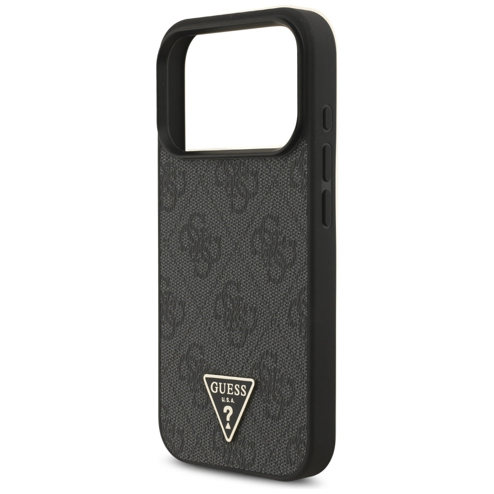 Custodia MagSafe per Apple iPhone 17 Pro, Guess, 4G Triangle Logo con Cinturino, Nera