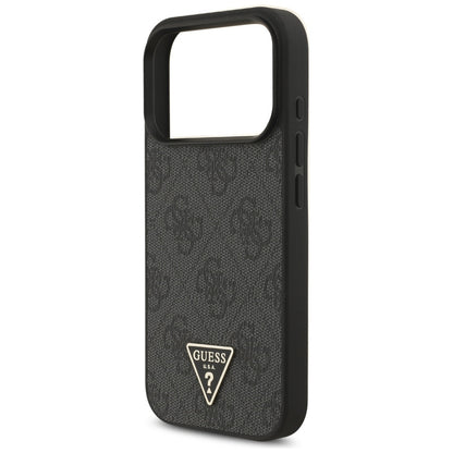 Custodia MagSafe per Apple iPhone 17 Pro, Guess, 4G Triangle Logo con Cinturino, Nera