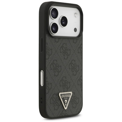 Custodia MagSafe per Apple iPhone 17 Pro, Guess, 4G Triangle Strass, Nera