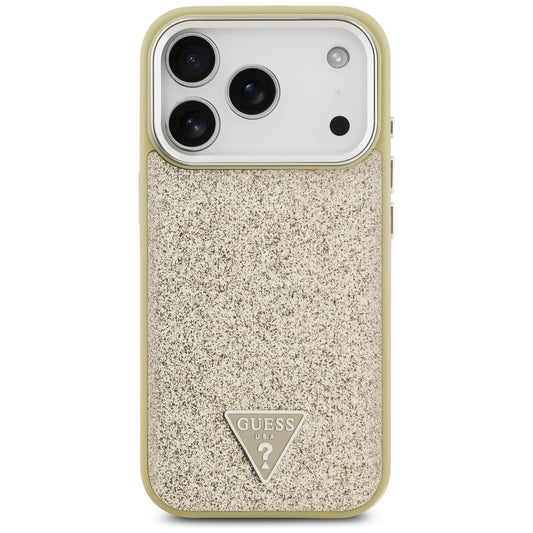 Custodia MagSafe per Apple iPhone 17 Pro, Guess, Glitter Triangle Logo, Dorata