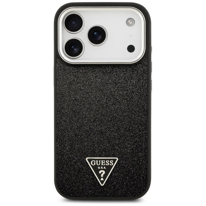 Custodia MagSafe per Apple iPhone 17 Pro, Guess, Glitter Triangle Logo, Nera