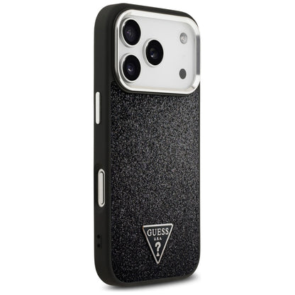Custodia MagSafe per Apple iPhone 17 Pro, Guess, Glitter Triangle Logo, Nera