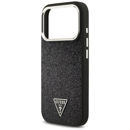 Custodia MagSafe per Apple iPhone 17 Pro, Guess, Glitter Triangle Logo, Nera