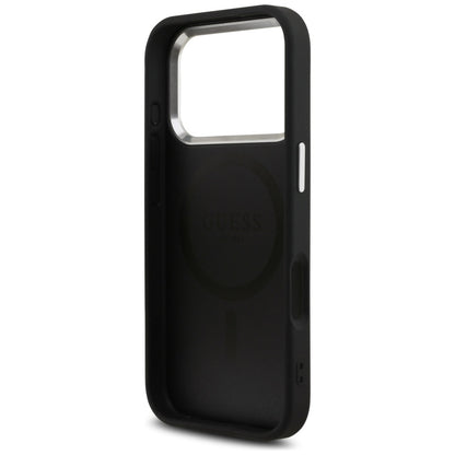Custodia MagSafe per Apple iPhone 17 Pro, Guess, Glitter Triangle Logo, Nera