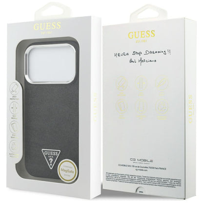 Custodia MagSafe per Apple iPhone 17 Pro, Guess, Glitter Triangle Logo, Nera
