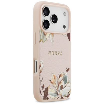 Custodia MagSafe per Apple iPhone 17 Pro, Guess, Grained Flowers, Rosa