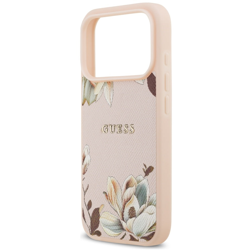 Custodia MagSafe per Apple iPhone 17 Pro, Guess, Grained Flowers, Rosa