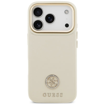 Custodia MagSafe per Apple iPhone 17 Pro, Guess, Grained Strass Logo, Beige