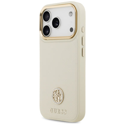 Custodia MagSafe per Apple iPhone 17 Pro, Guess, Grained Strass Logo, Beige
