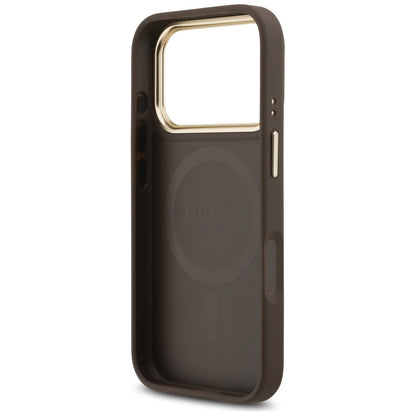 Custodia MagSafe per Apple iPhone 17 Pro, Guess, Grained Strass Logo, Marrone
