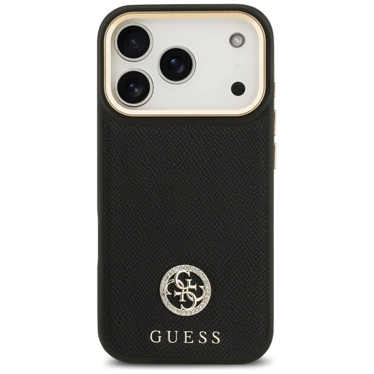 Custodia MagSafe per Apple iPhone 17 Pro, Guess, Grained Strass Logo, Nera