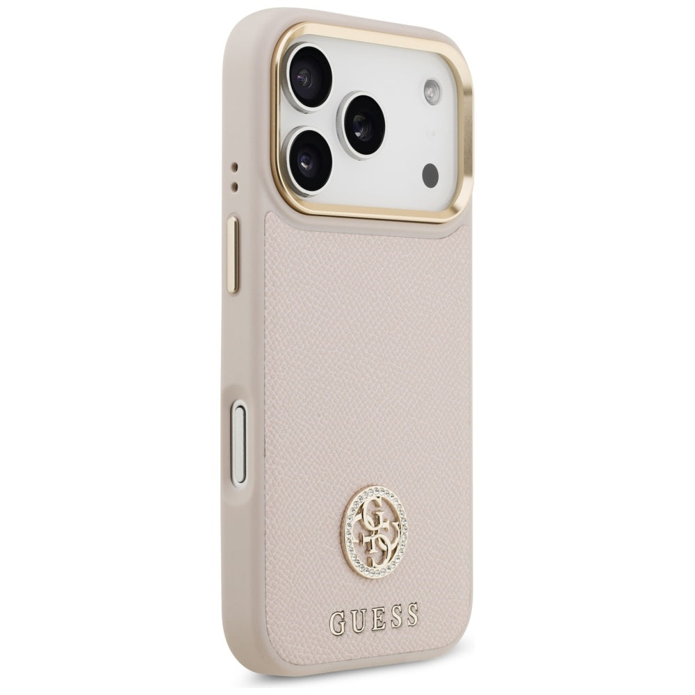 Custodia MagSafe per Apple iPhone 17 Pro, Guess, Grained Strass Logo, Rosa