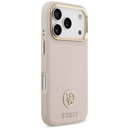 Custodia MagSafe per Apple iPhone 17 Pro, Guess, Grained Strass Logo, Rosa