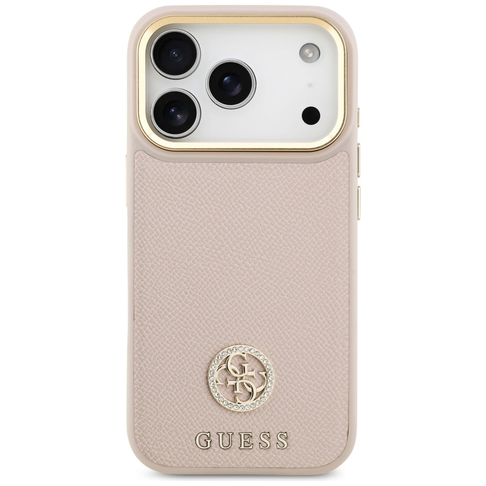 Custodia MagSafe per Apple iPhone 17 Pro, Guess, Grained Strass Logo, Rosa