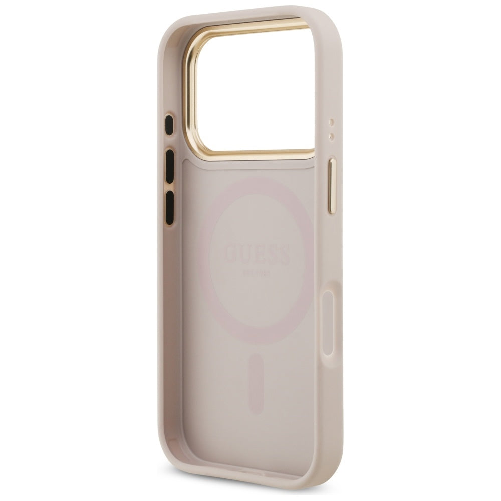 Custodia MagSafe per Apple iPhone 17 Pro, Guess, Grained Strass Logo, Rosa