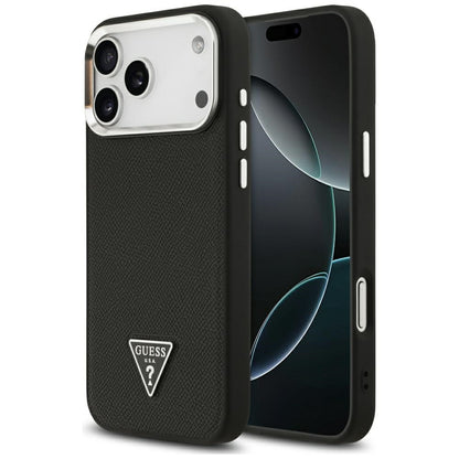 Custodia MagSafe per Apple iPhone 17 Pro, Guess, Logo Triangolo Granulato, Nera
