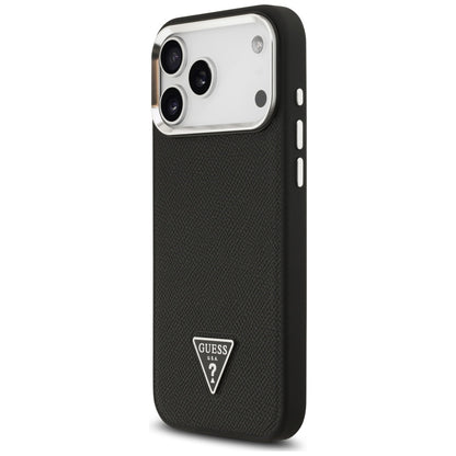 Custodia MagSafe per Apple iPhone 17 Pro, Guess, Logo Triangolo Granulato, Nera