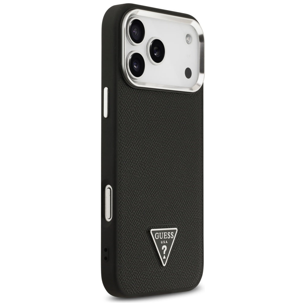 Custodia MagSafe per Apple iPhone 17 Pro, Guess, Logo Triangolo Granulato, Nera
