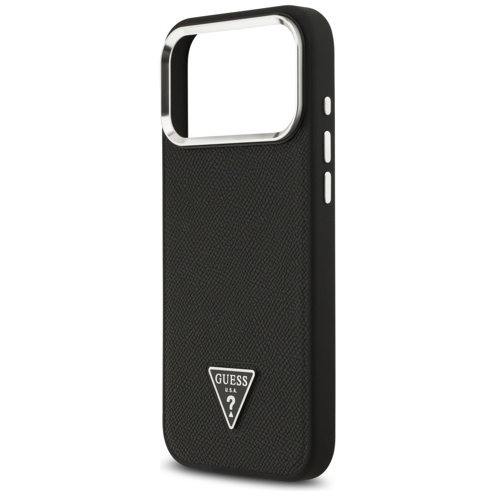 Custodia MagSafe per Apple iPhone 17 Pro, Guess, Logo Triangolo Granulato, Nera