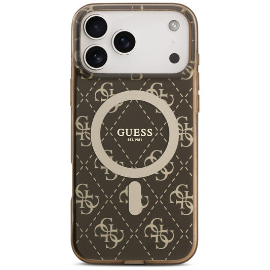 Custodia MagSafe per Apple iPhone 17 Pro, Guess, IML 4G Background, Marrone