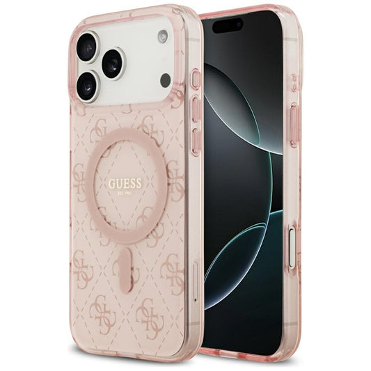 Custodia MagSafe per Apple iPhone 17 Pro, Guess, IML 4G Background, Rosa