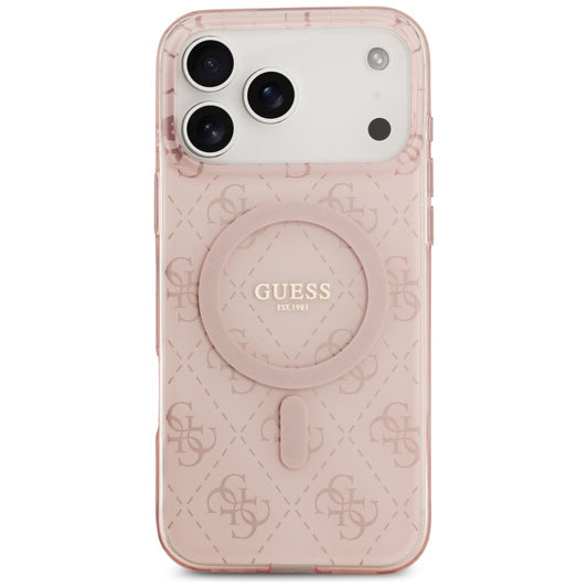 Custodia MagSafe per Apple iPhone 17 Pro, Guess, IML 4G Background, Rosa