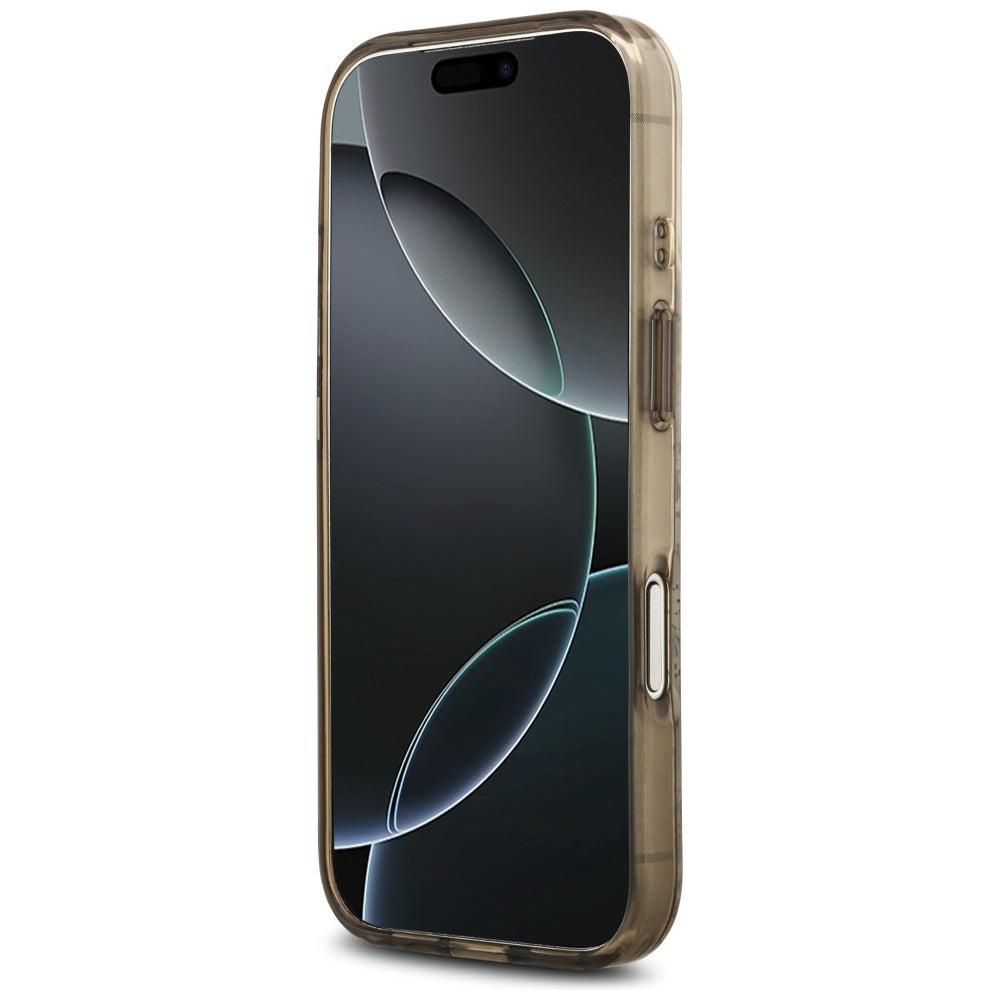 Custodia MagSafe per Apple iPhone 17 Pro, Guess, IML Flower and Tonal Circle, Marrone