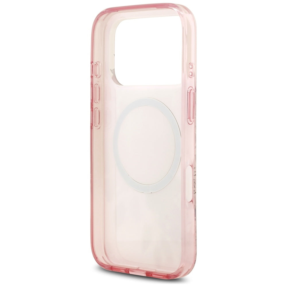 Custodia MagSafe per Apple iPhone 17 Pro, Guess, IML Flower and Tonal Circle, Rosa