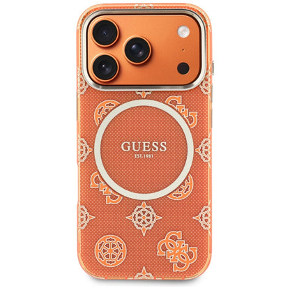Custodia MagSafe per Apple iPhone 17 Pro, Guess, IML Peony Dot, Arancione