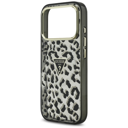 Custodia MagSafe per Apple iPhone 17 Pro, Guess, Leopard Glitter, Nera