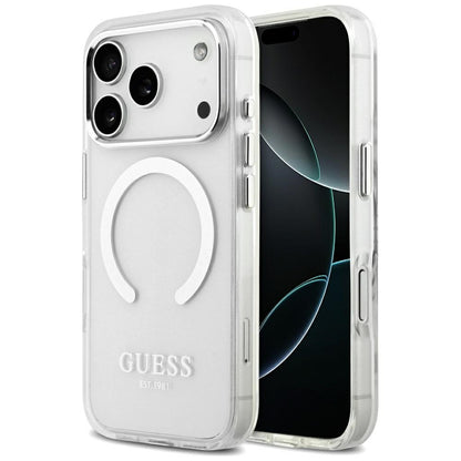 Custodia MagSafe per Apple iPhone 17 Pro, Guess, Metal Outline, Argento