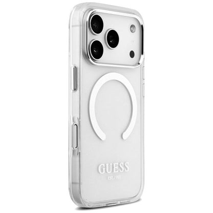 Custodia MagSafe per Apple iPhone 17 Pro, Guess, Metal Outline, Argento