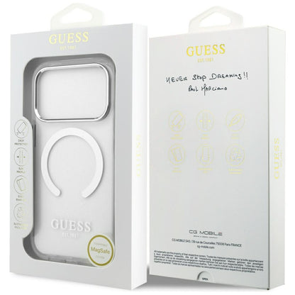 Custodia MagSafe per Apple iPhone 17 Pro, Guess, Metal Outline, Argento
