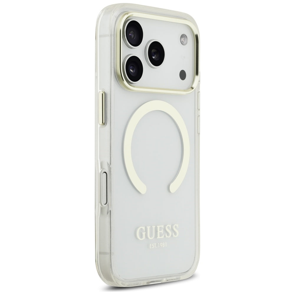 Custodia MagSafe per Apple iPhone 17 Pro, Guess, Metal Outline, Dorata