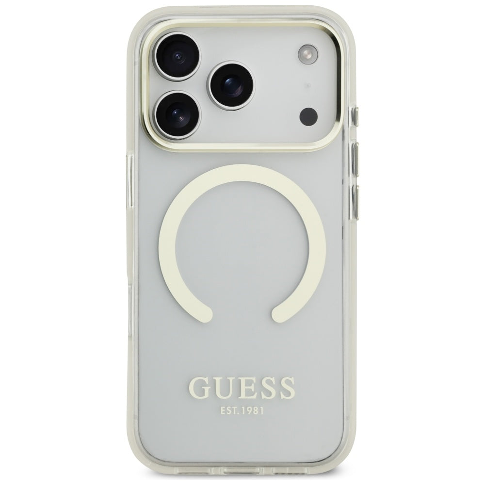Custodia MagSafe per Apple iPhone 17 Pro, Guess, Metal Outline, Dorata